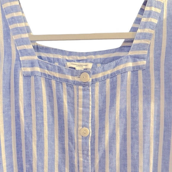 Beachlunchlounge-Women's Flutter Sleeve Button Front Linen Dress-EUC - Picture 5 of 13